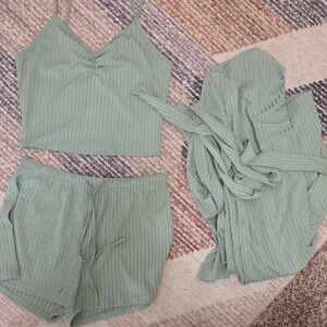 Green Ribbed Sleepwear Set